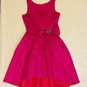 Zoe High-Low Big Bow Satin Dress